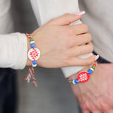 Комплект мартеници за приятели - 2 броя за ръка с мотив шевица и мъниста