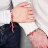 Мартеница за ръка с мотив шевица със зелени и сини мъниста