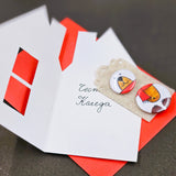 Коледна картичка със значка от две части полярно мече