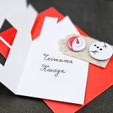 Коледна картичка със значка от две части снежен човек