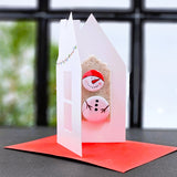 Коледна картичка със значка от две части снежен човек