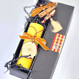 Комплект от свещ и висулка с елегантна декорация ябълка и панделка медно кадифе