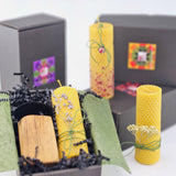 Ръчно изработен дървен свещник в комплект с восъчна свещ